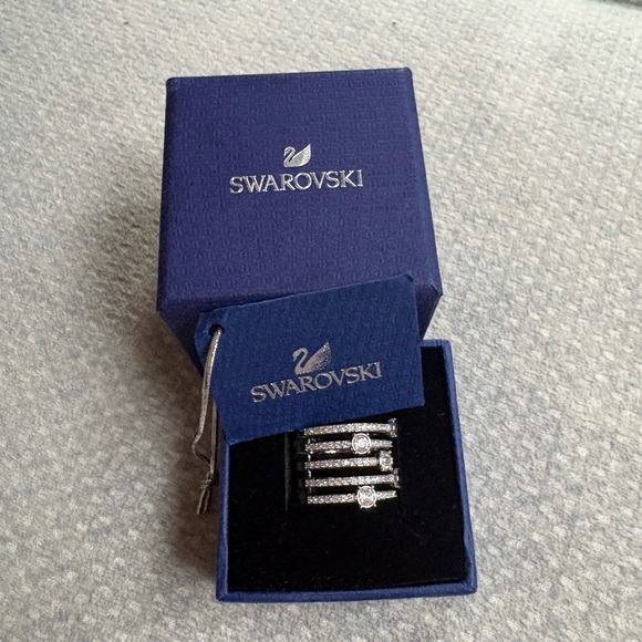 Swarovski Silver Multi-Row Crystal Stackable Ring - Picture 5 of 5